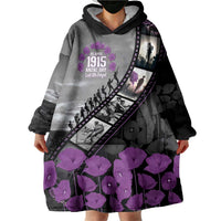 Personalised Remembering ANZAC Lest We Forget Wearable Blanket Hoodie Vintage Film Frame Memorial Purple Poppy LT9 - Polynesian Pride