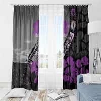 Personalised Remembering ANZAC Lest We Forget Window Curtain Vintage Film Frame Memorial Purple Poppy