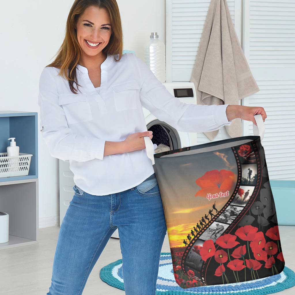 Personalised Remembering ANZAC Lest We Forget Laundry Basket Vintage Film Frame Memorial Red Poppy LT9 - Polynesian Pride