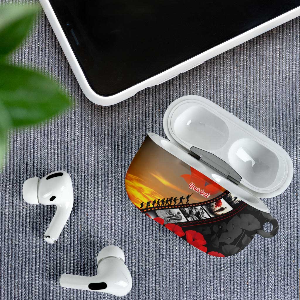 Personalised Remembering ANZAC Lest We Forget AirPods Case Vintage Film Frame Memorial Red Poppy LT9 - Polynesian Pride