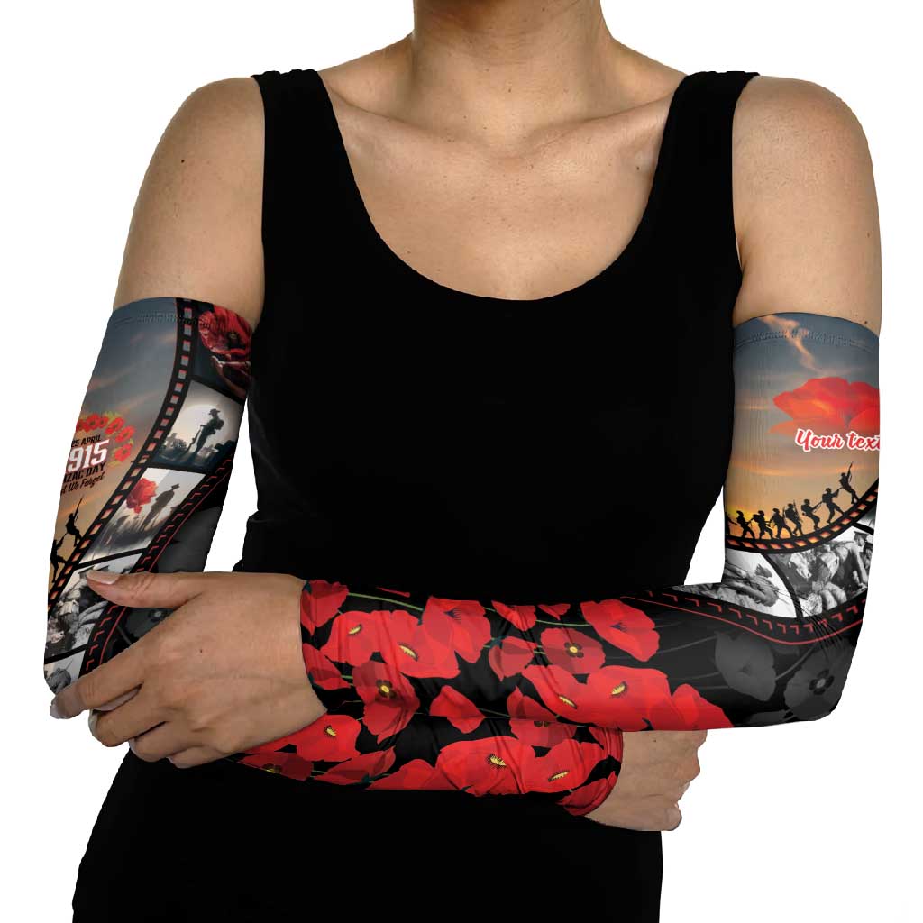 Personalised Remembering ANZAC Lest We Forget Arm Sleeves Vintage Film Frame Memorial Red Poppy LT9 - Polynesian Pride
