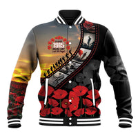 Personalised Remembering ANZAC Lest We Forget Baseball Jacket Vintage Film Frame Memorial Red Poppy