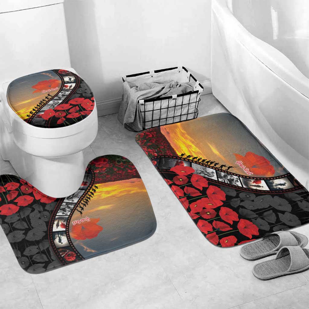 Personalised Remembering ANZAC Lest We Forget Bathroom Set Vintage Film Frame Memorial Red Poppy