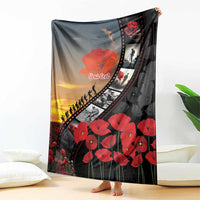 Personalised Remembering ANZAC Lest We Forget Blanket Vintage Film Frame Memorial Red Poppy