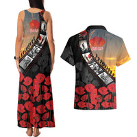 Personalised Remembering ANZAC Lest We Forget Couples Matching Tank Maxi Dress and Hawaiian Shirt Vintage Film Frame Memorial Red Poppy
