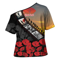 Personalised Remembering ANZAC Lest We Forget Cross Shoulder Shirt Vintage Film Frame Memorial Red Poppy