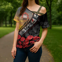 Personalised Remembering ANZAC Lest We Forget Cross Shoulder Shirt Vintage Film Frame Memorial Red Poppy