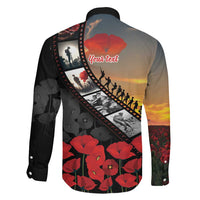 Personalised Remembering ANZAC Lest We Forget Family Matching Long Sleeve Bodycon Dress and Hawaiian Shirt Vintage Film Frame Memorial Red Poppy