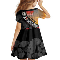 Personalised Remembering ANZAC Lest We Forget Family Matching Off The Shoulder Long Sleeve Dress and Hawaiian Shirt Vintage Film Frame Memorial Red Poppy