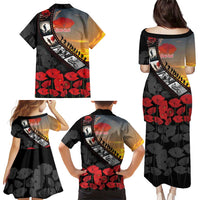 Personalised Remembering ANZAC Lest We Forget Family Matching Puletasi and Hawaiian Shirt Vintage Film Frame Memorial Red Poppy