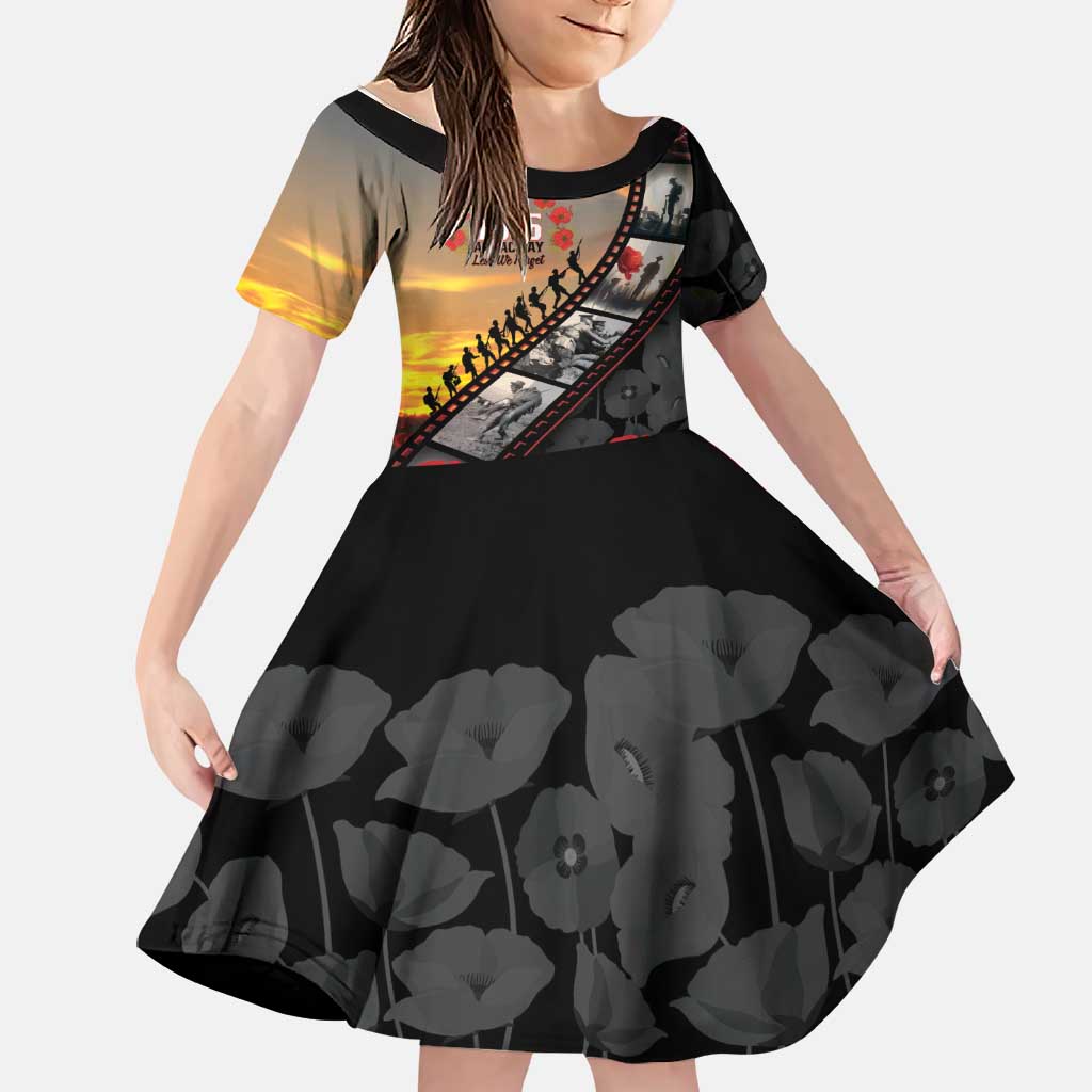 Personalised Remembering ANZAC Lest We Forget Family Matching Summer Maxi Dress and Hawaiian Shirt Vintage Film Frame Memorial Red Poppy
