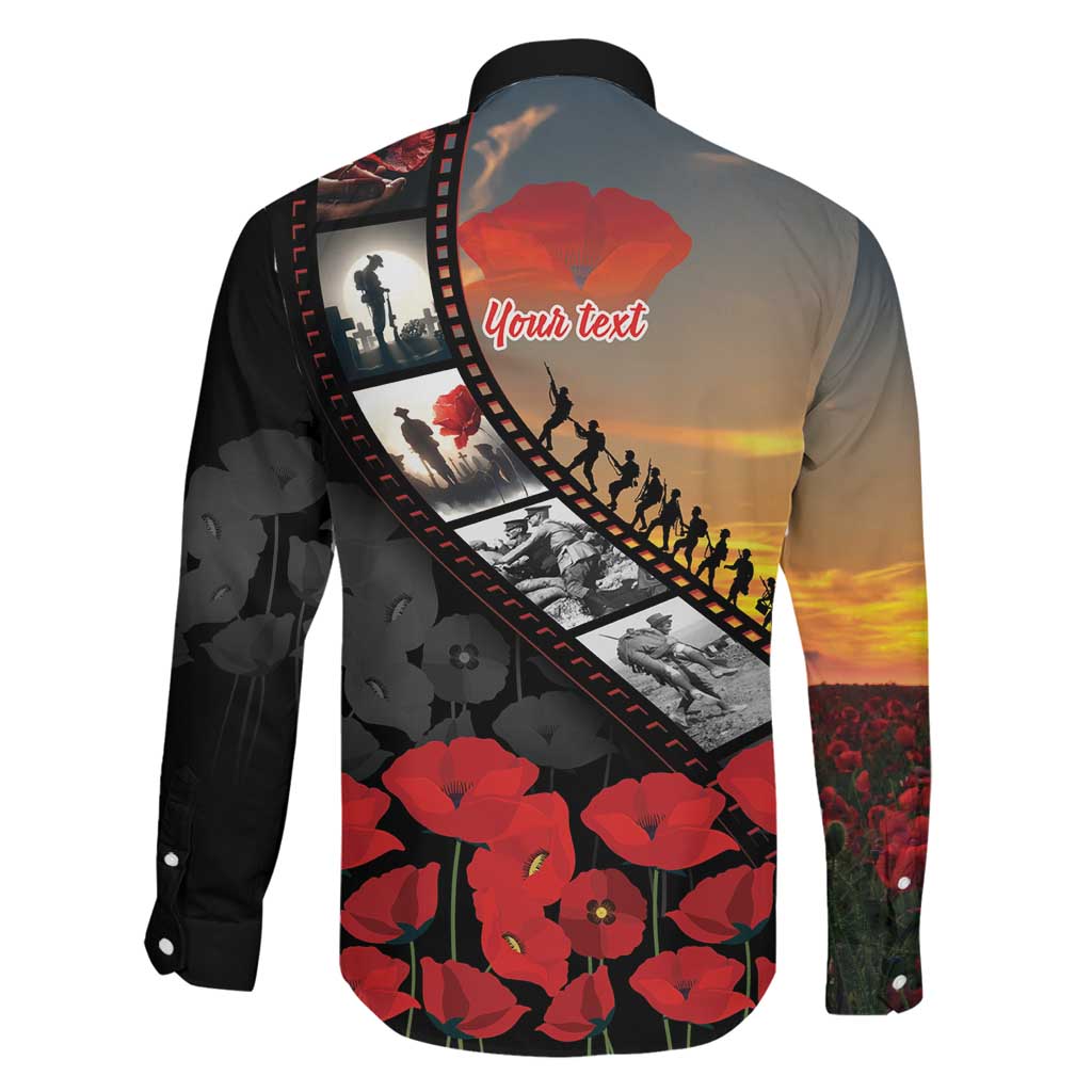 Personalised Remembering ANZAC Lest We Forget Family Matching Summer Maxi Dress and Hawaiian Shirt Vintage Film Frame Memorial Red Poppy