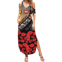 Personalised Remembering ANZAC Lest We Forget Family Matching Summer Maxi Dress and Hawaiian Shirt Vintage Film Frame Memorial Red Poppy