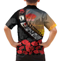 Personalised Remembering ANZAC Lest We Forget Family Matching Tank Maxi Dress and Hawaiian Shirt Vintage Film Frame Memorial Red Poppy
