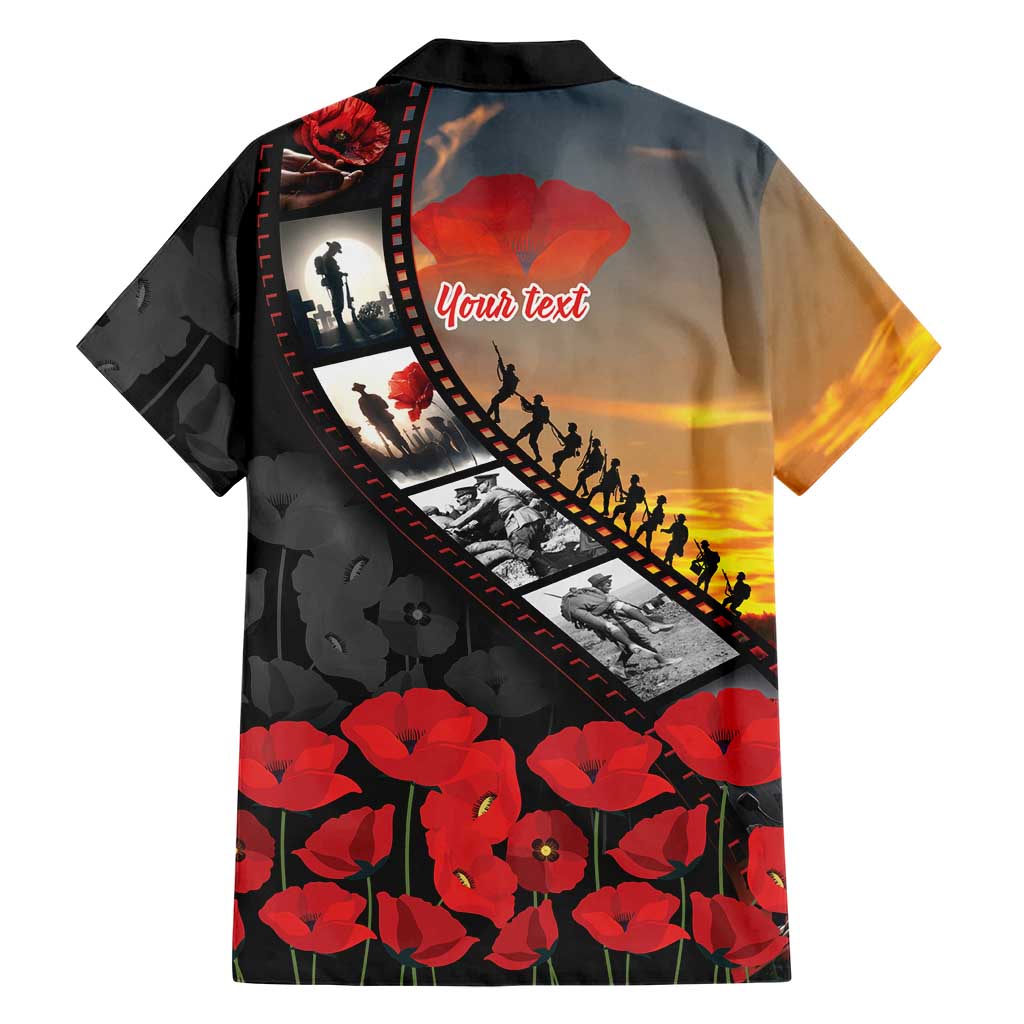 Personalised Remembering ANZAC Lest We Forget Family Matching Tank Maxi Dress and Hawaiian Shirt Vintage Film Frame Memorial Red Poppy