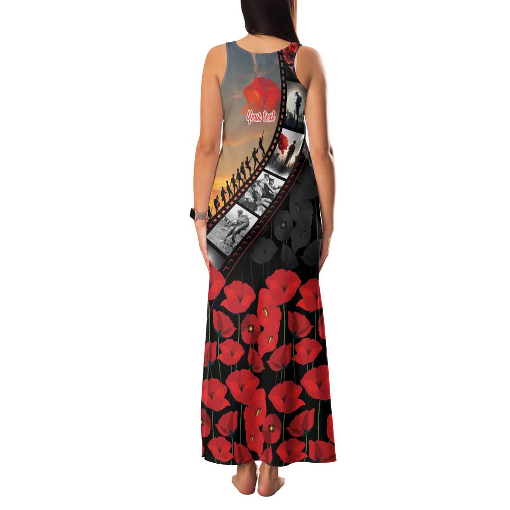 Personalised Remembering ANZAC Lest We Forget Family Matching Tank Maxi Dress and Hawaiian Shirt Vintage Film Frame Memorial Red Poppy