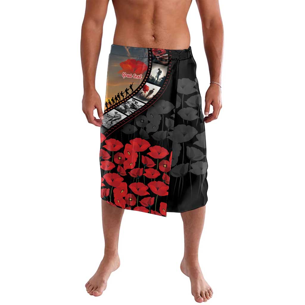 Personalised Remembering ANZAC Lest We Forget Lavalava Vintage Film Frame Memorial Red Poppy LT9 Red - Polynesian Pride