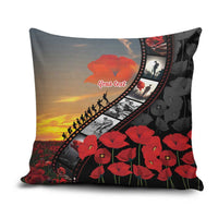Personalised Remembering ANZAC Lest We Forget Pillow Cover Vintage Film Frame Memorial Red Poppy LT9 Red - Polynesian Pride