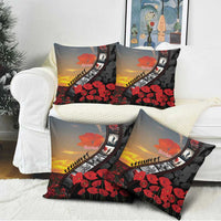 Personalised Remembering ANZAC Lest We Forget Pillow Cover Vintage Film Frame Memorial Red Poppy LT9 - Polynesian Pride