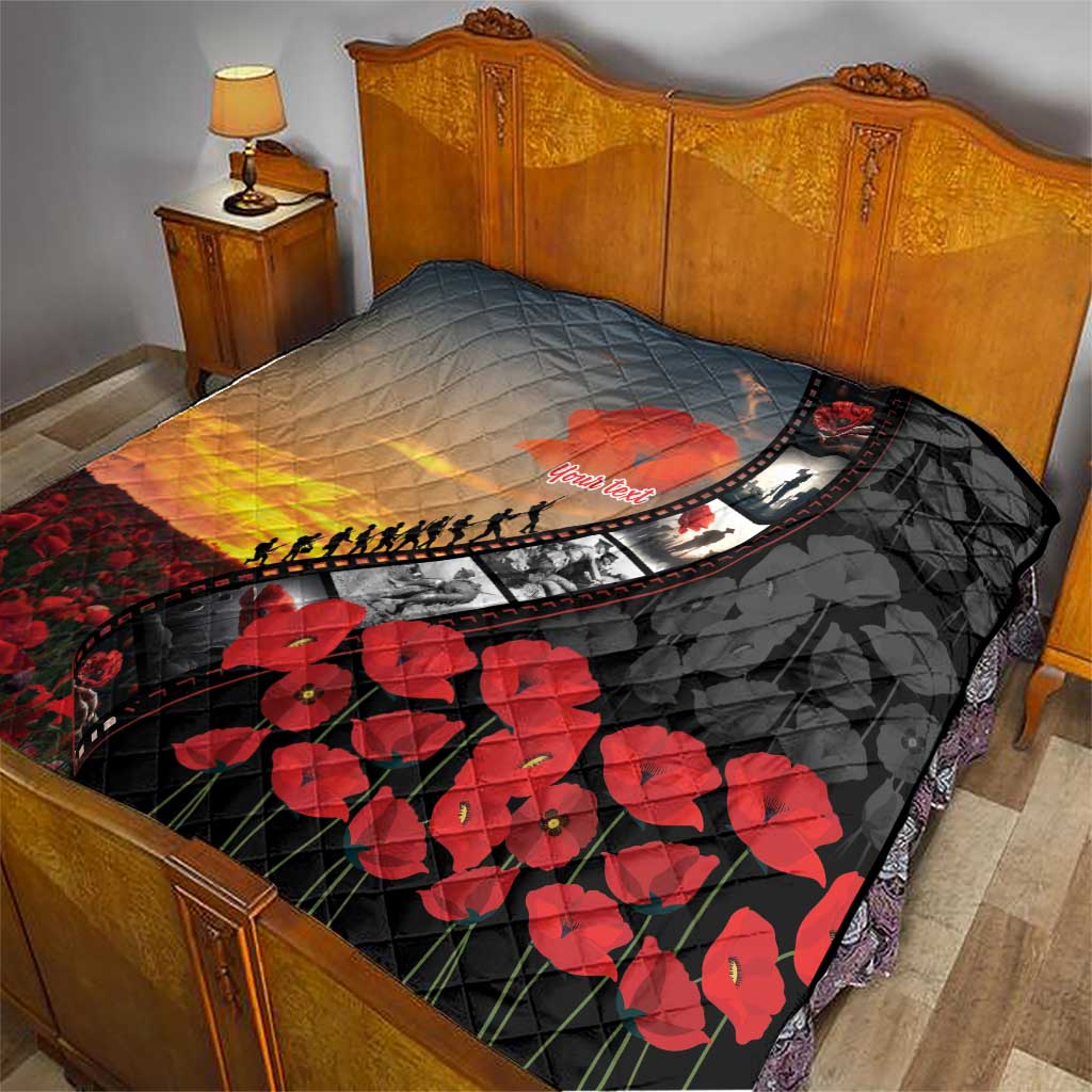 Personalised Remembering ANZAC Lest We Forget Quilt Vintage Film Frame Memorial Red Poppy LT9 - Polynesian Pride