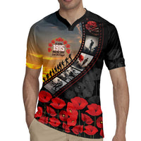 Personalised Remembering ANZAC Lest We Forget Rugby Jersey Vintage Film Frame Memorial Red Poppy LT9 - Polynesian Pride