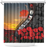 Personalised Remembering ANZAC Lest We Forget Shower Curtain Vintage Film Frame Memorial Red Poppy