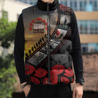 Personalised Remembering ANZAC Lest We Forget Sleeveless Puffer Jacket Vintage Film Frame Memorial Red Poppy LT9 - Polynesian Pride