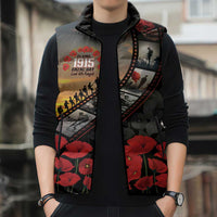 Personalised Remembering ANZAC Lest We Forget Sleeveless Puffer Jacket Vintage Film Frame Memorial Red Poppy LT9 - Polynesian Pride