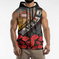 Personalised Remembering ANZAC Lest We Forget Sleeveless Zip Hoodie Vintage Film Frame Memorial Red Poppy