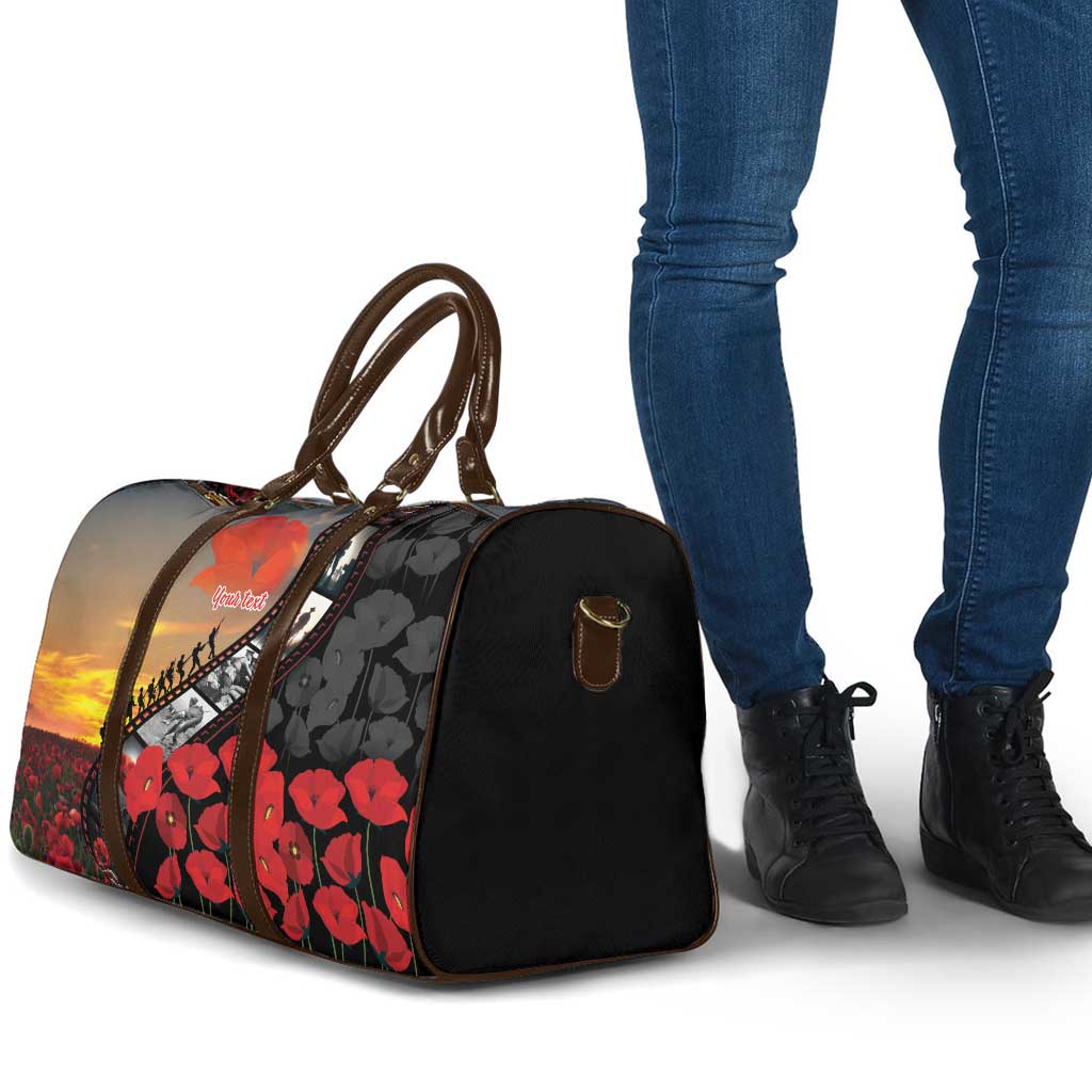 Personalised Remembering ANZAC Lest We Forget Travel Bag Vintage Film Frame Memorial Red Poppy