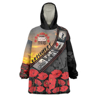Personalised Remembering ANZAC Lest We Forget Wearable Blanket Hoodie Vintage Film Frame Memorial Red Poppy
