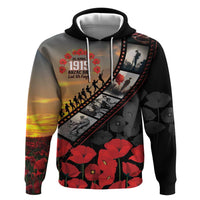 Personalised Remembering ANZAC Lest We Forget Zip Hoodie Vintage Film Frame Memorial Red Poppy