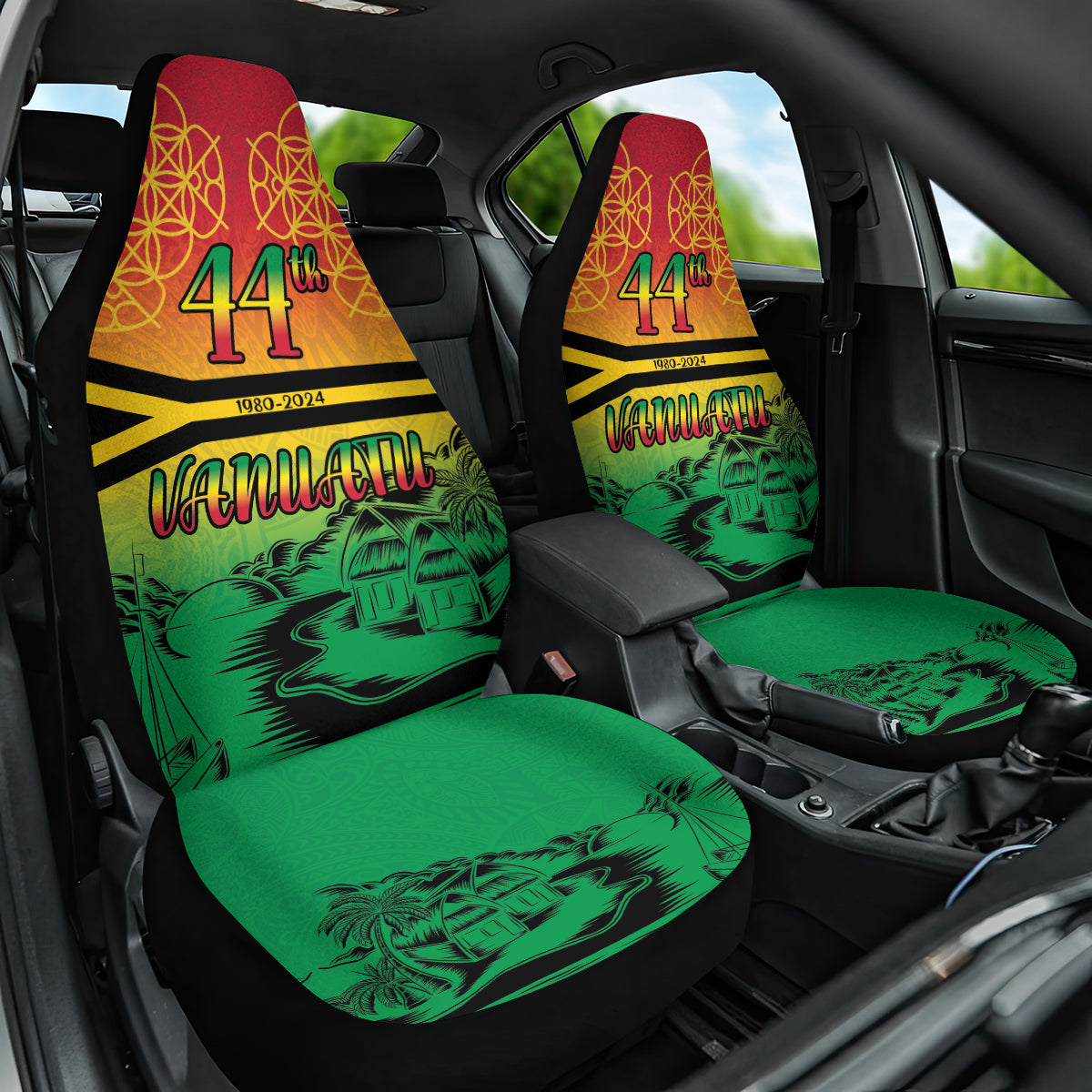 Hapi 44th Indipendens Dei Vanuatu Car Seat Cover Yumi 1980 with Vanuatuan Beach Landscape