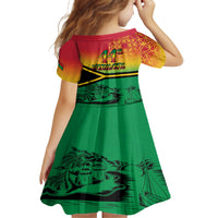 Hapi 44th Indipendens Dei Vanuatu Family Matching Tank Maxi Dress and Hawaiian Shirt Yumi 1980 with Vanuatuan Beach Landscape