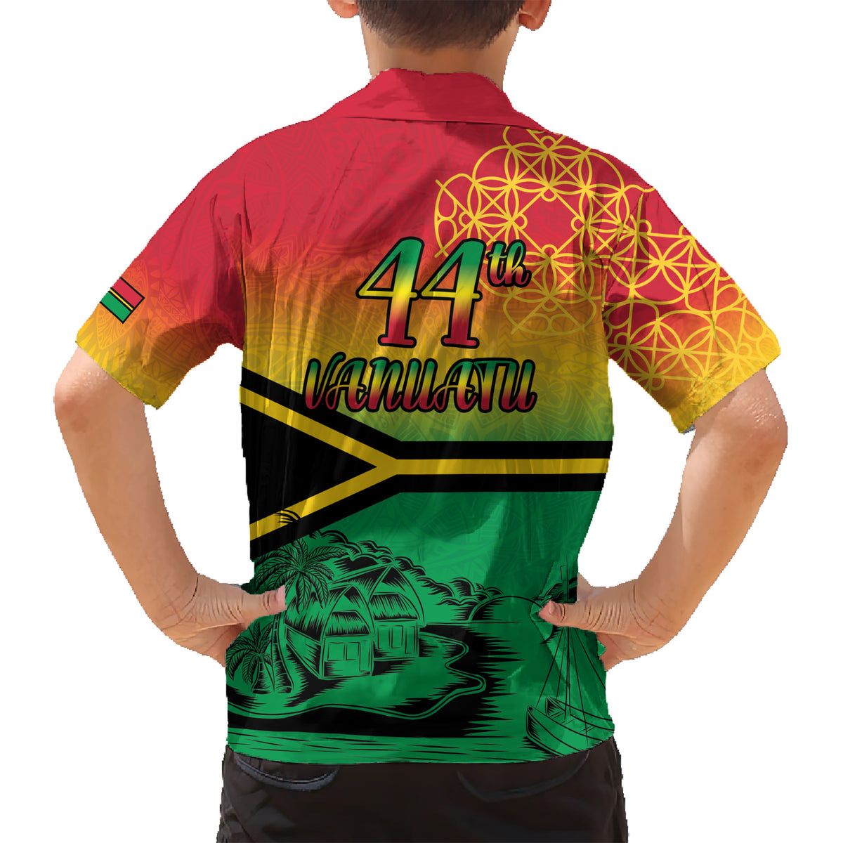 Hapi 44th Indipendens Dei Vanuatu Kid Hawaiian Shirt Yumi 1980 with Vanuatuan Beach Landscape LT9 - Polynesian Pride
