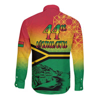 Hapi 44th Indipendens Dei Vanuatu Long Sleeve Button Shirt Yumi 1980 with Vanuatuan Beach Landscape LT9 - Polynesian Pride