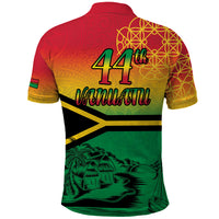 Hapi 44th Indipendens Dei Vanuatu Polo Shirt Yumi 1980 with Vanuatuan Beach Landscape