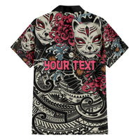 Personalized Japanese Kitsune Mask Family Matching Tank Maxi Dress and Hawaiian Shirt With Polynesian Arty Style