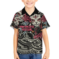 Personalized Japanese Kitsune Mask Family Matching Tank Maxi Dress and Hawaiian Shirt With Polynesian Arty Style
