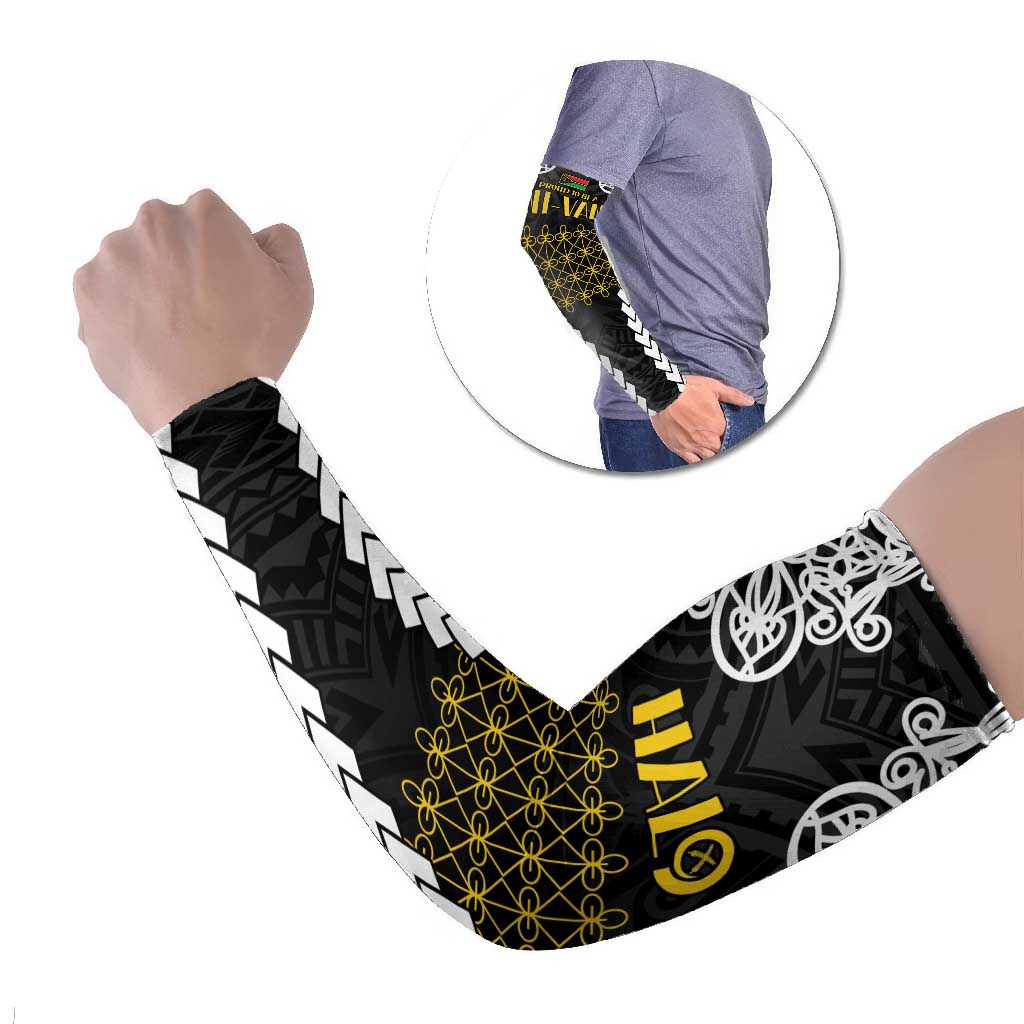 Halo Vanuatu Pride Arm Sleeves Vanuatuan Sand Drawing Pattern - Polynesian Pride