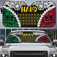Halo Vanuatu Pride Auto Sun Shade Vanuatuan Sand Drawing Pattern LT9 Black - Polynesian Pride