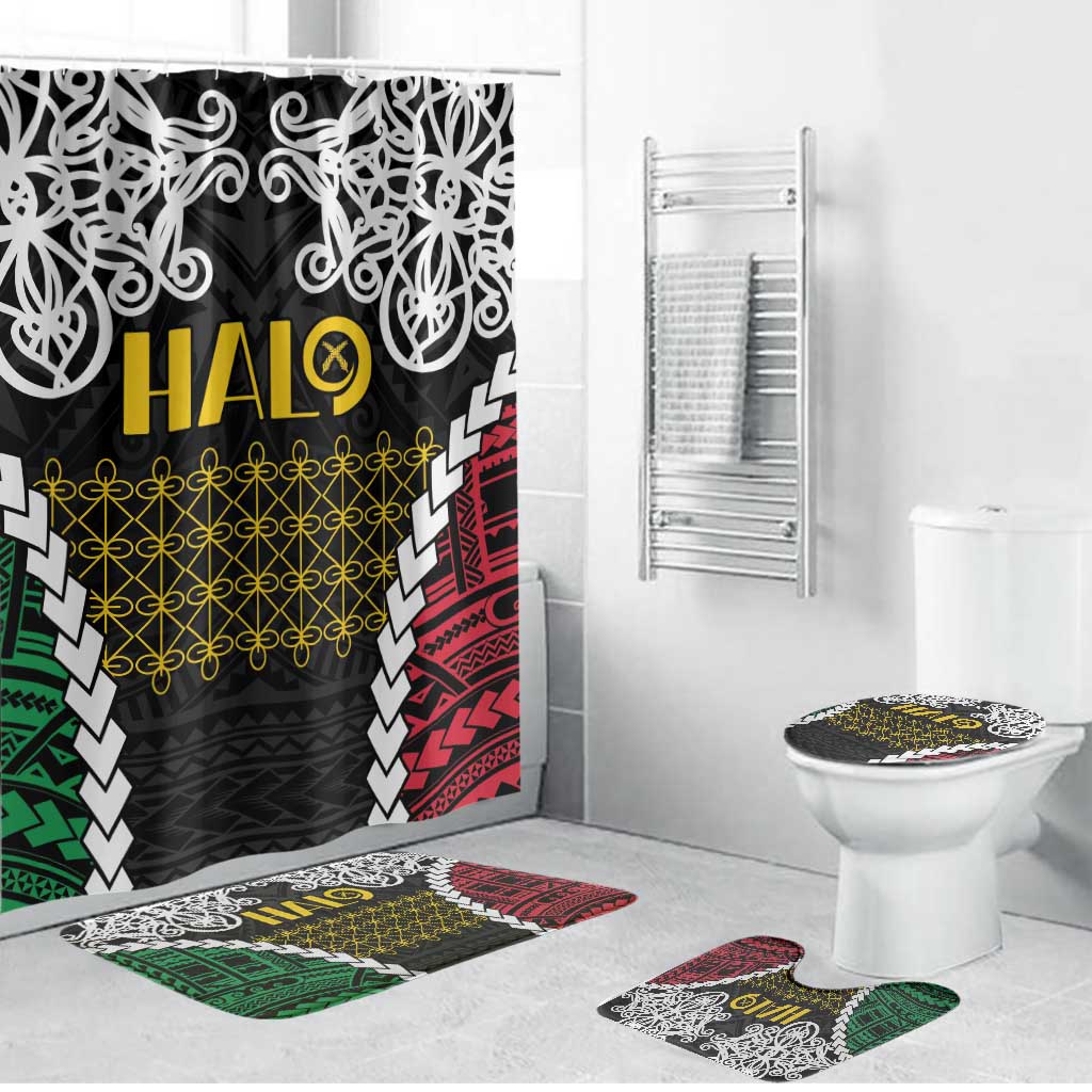 Halo Vanuatu Pride Bathroom Set Vanuatuan Sand Drawing Pattern - Polynesian Pride