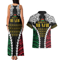 Halo Vanuatu Pride Couples Matching Tank Maxi Dress and Hawaiian Shirt Vanuatuan Sand Drawing Pattern LT9 - Polynesian Pride
