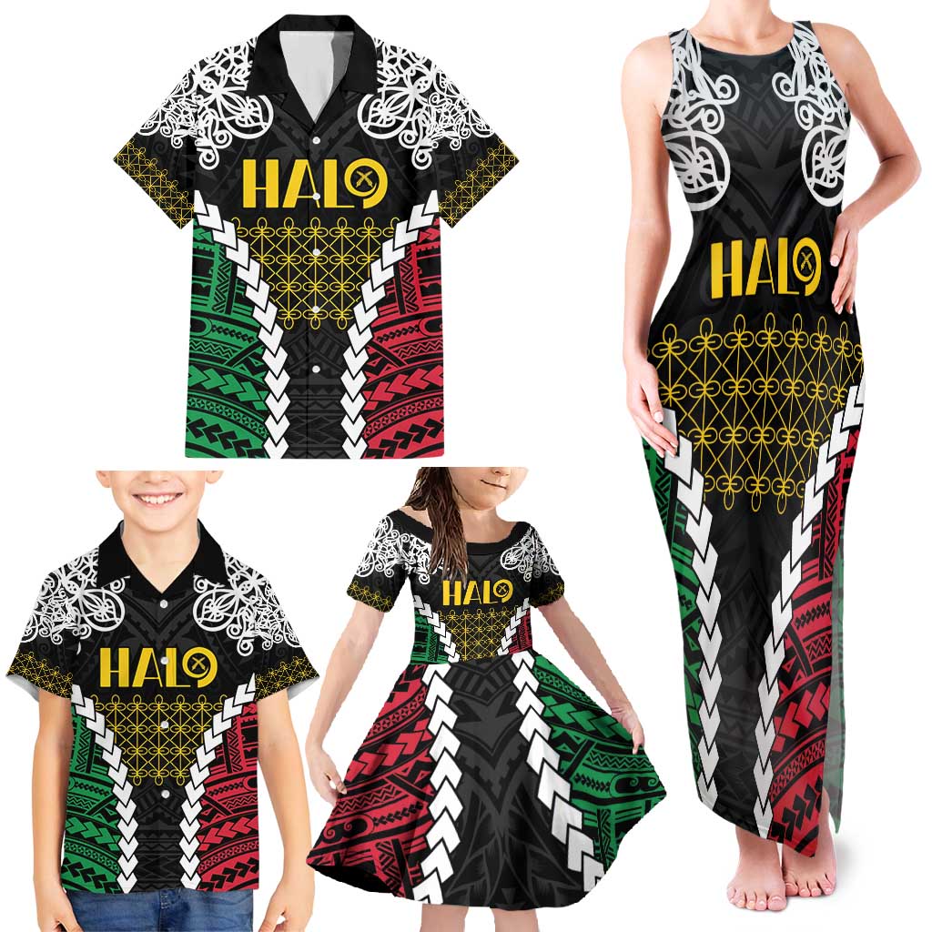Halo Vanuatu Pride Family Matching Tank Maxi Dress and Hawaiian Shirt Vanuatuan Sand Drawing Pattern LT9 - Polynesian Pride