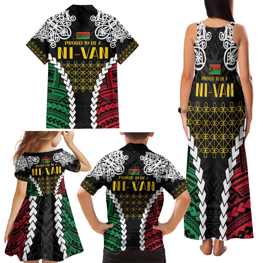 Halo Vanuatu Pride Family Matching Tank Maxi Dress and Hawaiian Shirt Vanuatuan Sand Drawing Pattern LT9 - Polynesian Pride