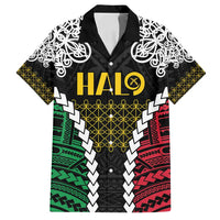 Halo Vanuatu Pride Family Matching Tank Maxi Dress and Hawaiian Shirt Vanuatuan Sand Drawing Pattern LT9 Dad's Shirt - Short Sleeve Black - Polynesian Pride