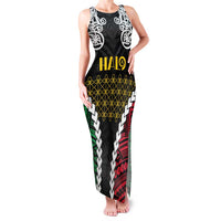 Halo Vanuatu Pride Family Matching Tank Maxi Dress and Hawaiian Shirt Vanuatuan Sand Drawing Pattern LT9 Mom's Dress Black - Polynesian Pride