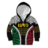 Halo Vanuatu Pride Kid Hoodie Vanuatuan Sand Drawing Pattern LT9 Zip Hoodie Black - Polynesian Pride