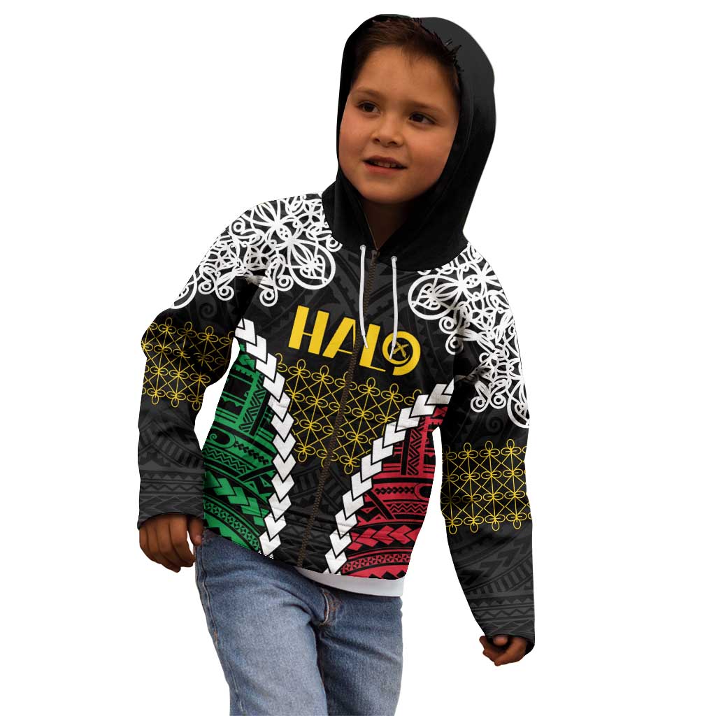 Halo Vanuatu Pride Kid Hoodie Vanuatuan Sand Drawing Pattern LT9 - Polynesian Pride