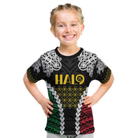 Halo Vanuatu Pride Kid T Shirt Vanuatuan Sand Drawing Pattern LT9 Black - Polynesian Pride
